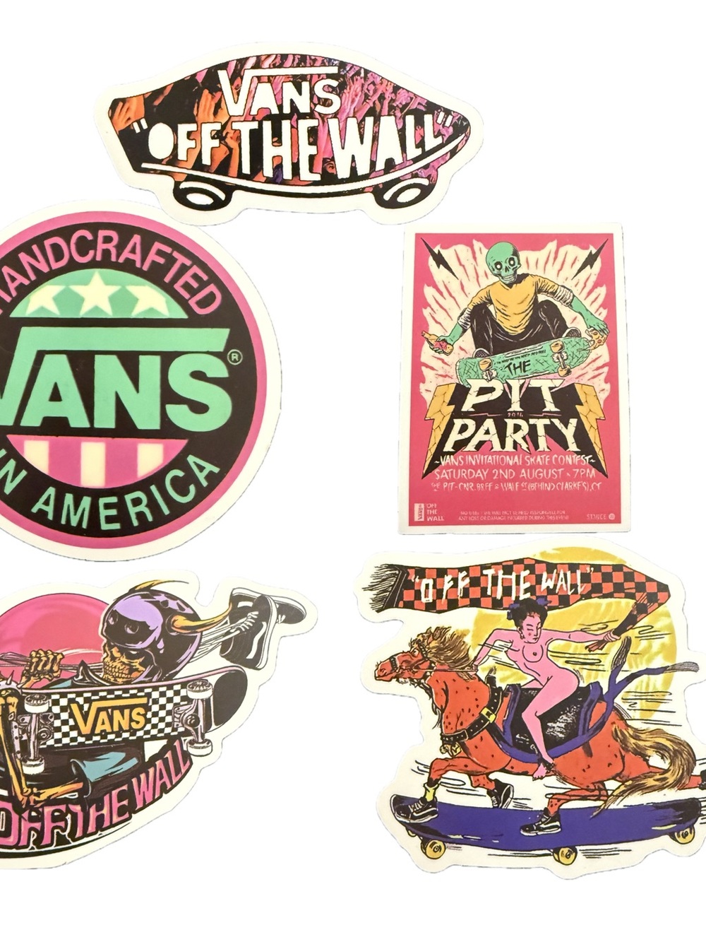 Vans Off The Wall Sticker Lot Skateboarding Promo Decals 5 Piece Set